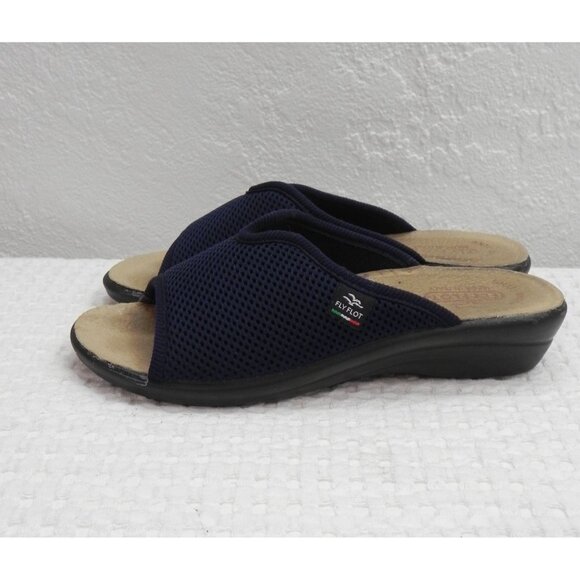 Fly Flot Blue Mesh Slide Sandals Women’s Anti-Shock Wedge Slip On Size EU 37 US - Picture 4 of 10